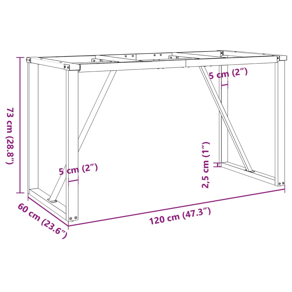 Telaio Gambe a O per Tavolo da Pranzo 120x60x73 cm in Acciaio