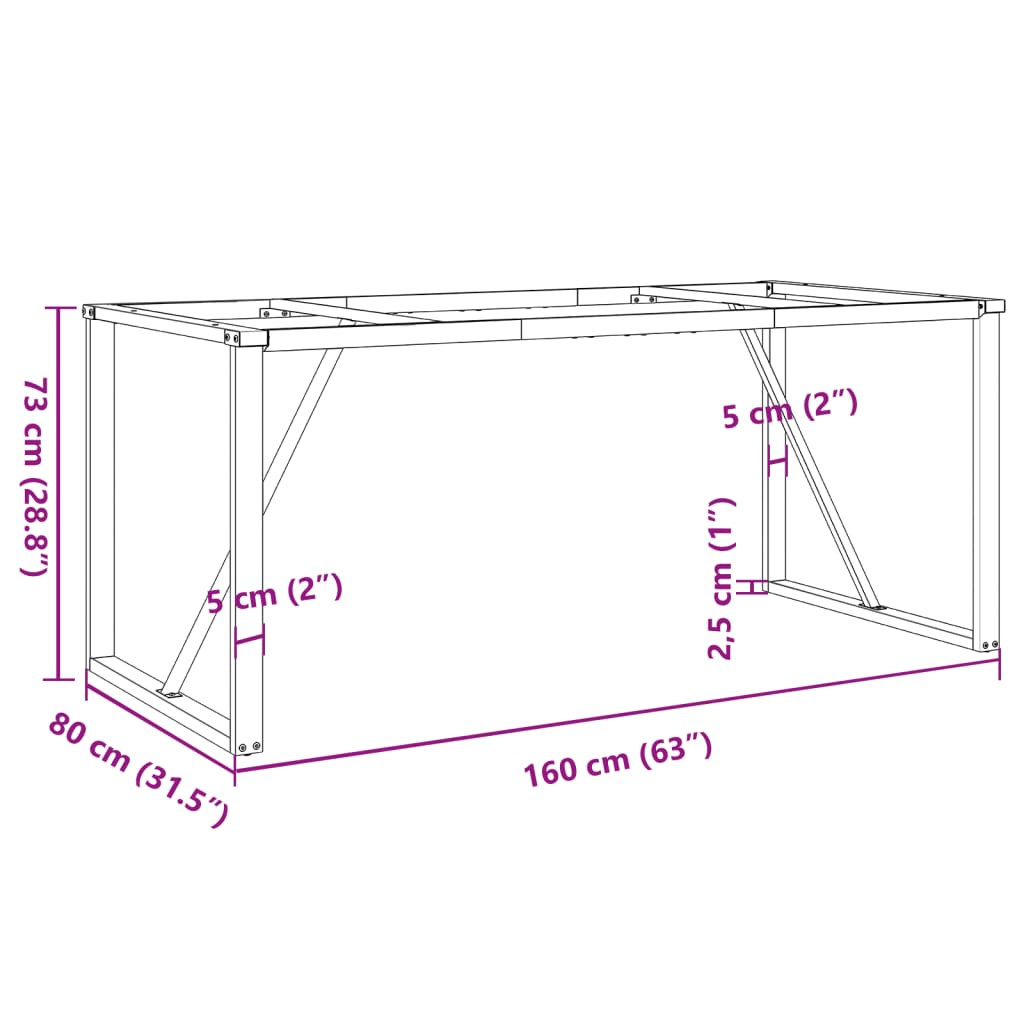 Telaio Gambe a O per Tavolo da Pranzo 160x80x73 cm in Acciaio