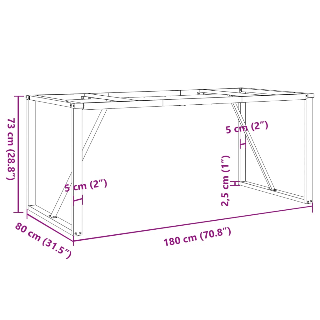 Telaio Gambe a O per Tavolo da Pranzo 180x80x73 cm in Acciaio | homemem39
