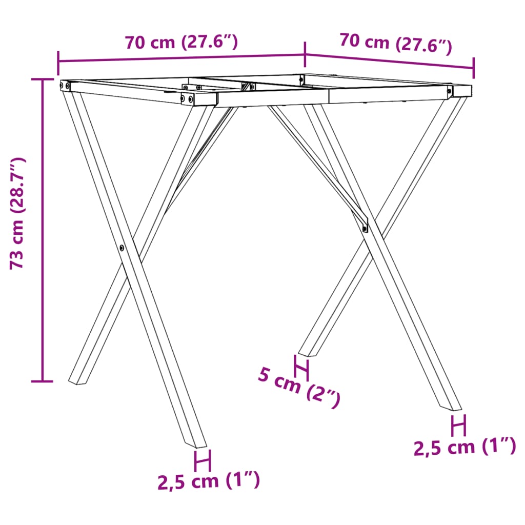 Telaio Gambe a X per Tavolo da Pranzo 40x40x73 cm in Acciaio
