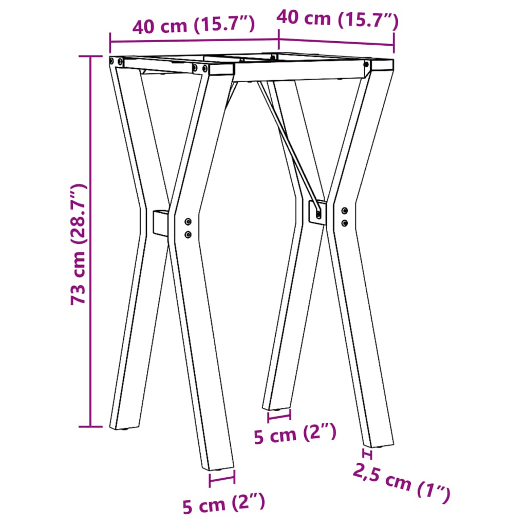 Telaio Gambe a Y per Tavolo da Pranzo 40x40x73 cm in Acciaio