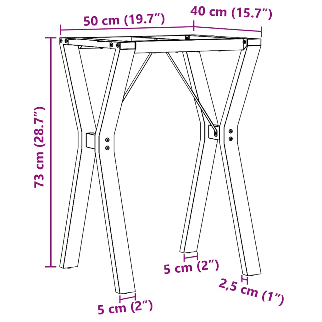 Telaio Gambe a Y per Tavolo da Pranzo 50x40x73 cm in Acciaio
