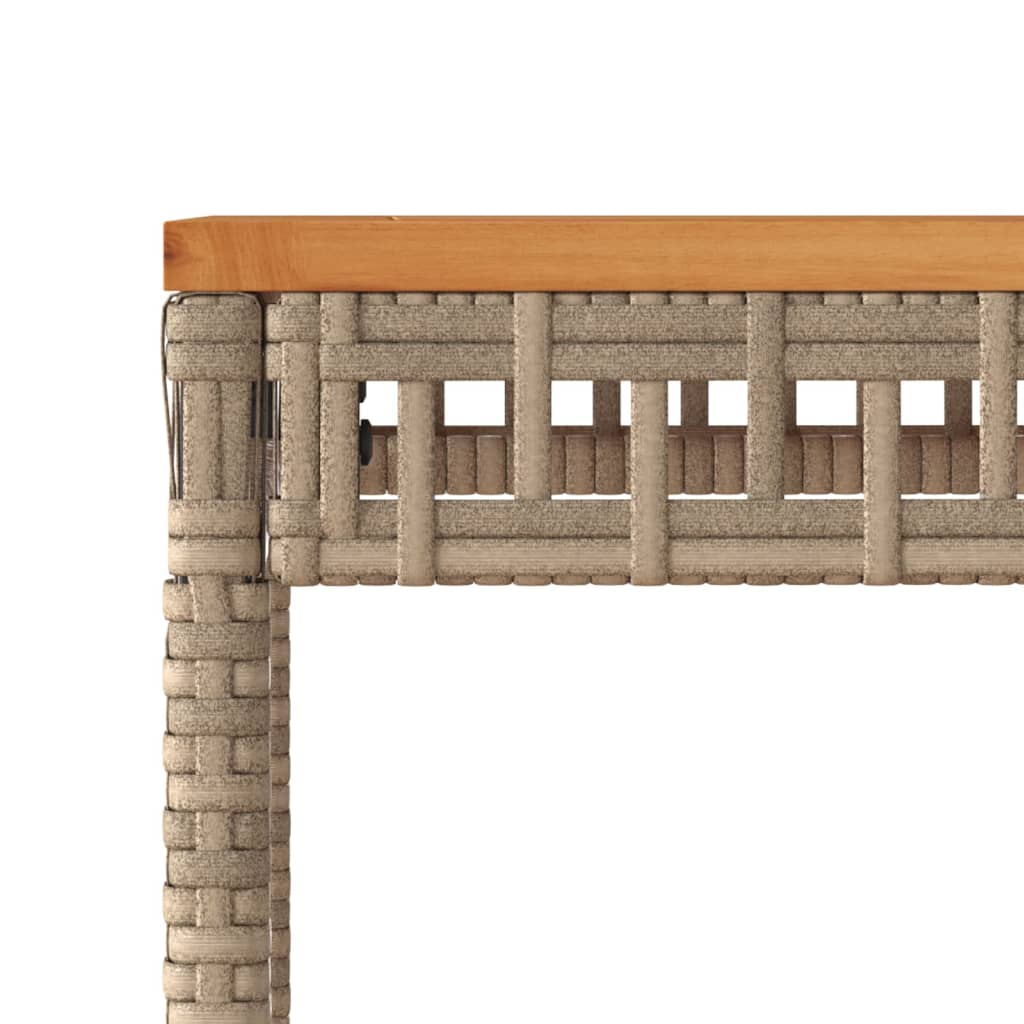 Mixed Beige Garden Table 38x38x42 cm Polyrattan Acacia Wood