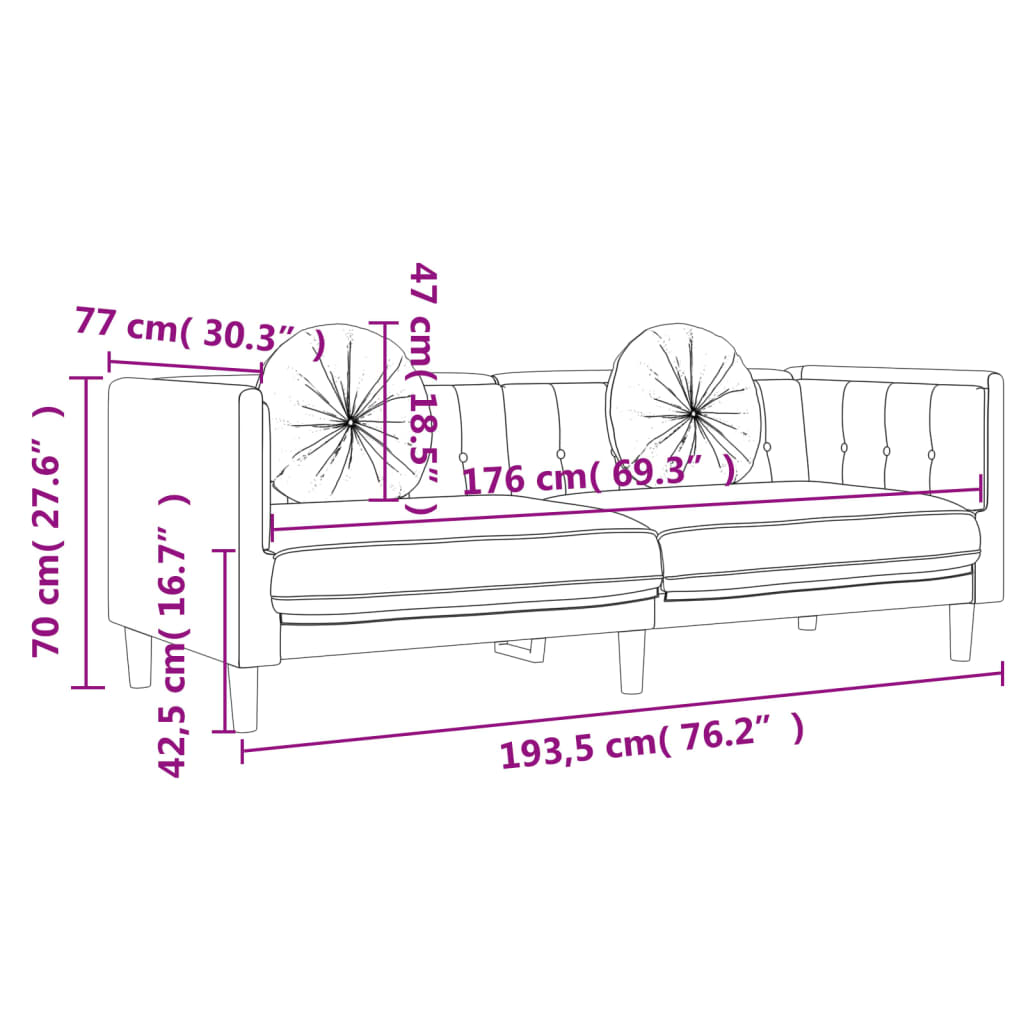 Set di Divani 3 pz con Cuscini Grigio Scuro in Velluto | homemem39