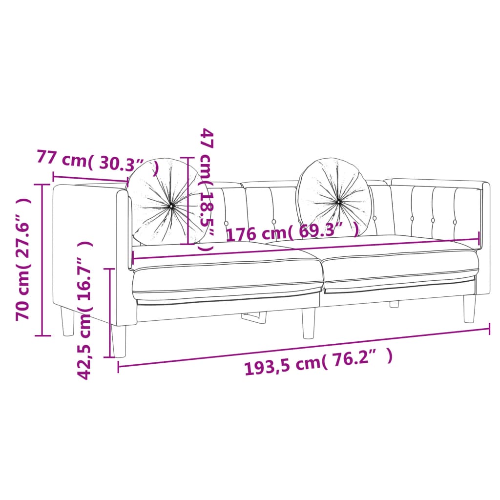 Set di Divani 2 pz con Cuscini Rosa in Velluto | homemem39