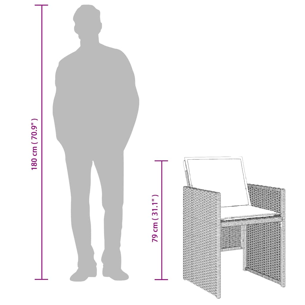 Set Pranzo Giardino 11pz con Cuscini Grigio Chiaro Polyrattan | homemem39