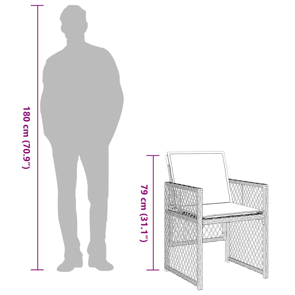Set Pranzo da Giardino 9pz con Cuscini Grigio Chiaro Polyrattan | homemem39