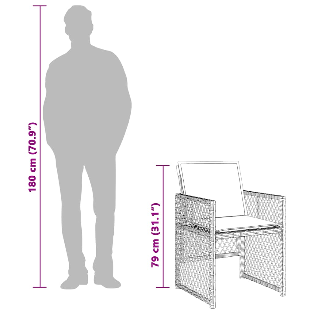 Set da Pranzo da Giardino 9 pz con Cuscini Beige in Polyrattan - homemem39