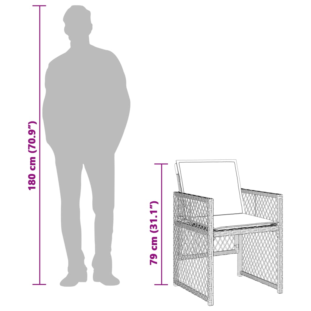 Set da Pranzo da Giardino 13pz con Cuscini Marrone Polyrattan | homemem39