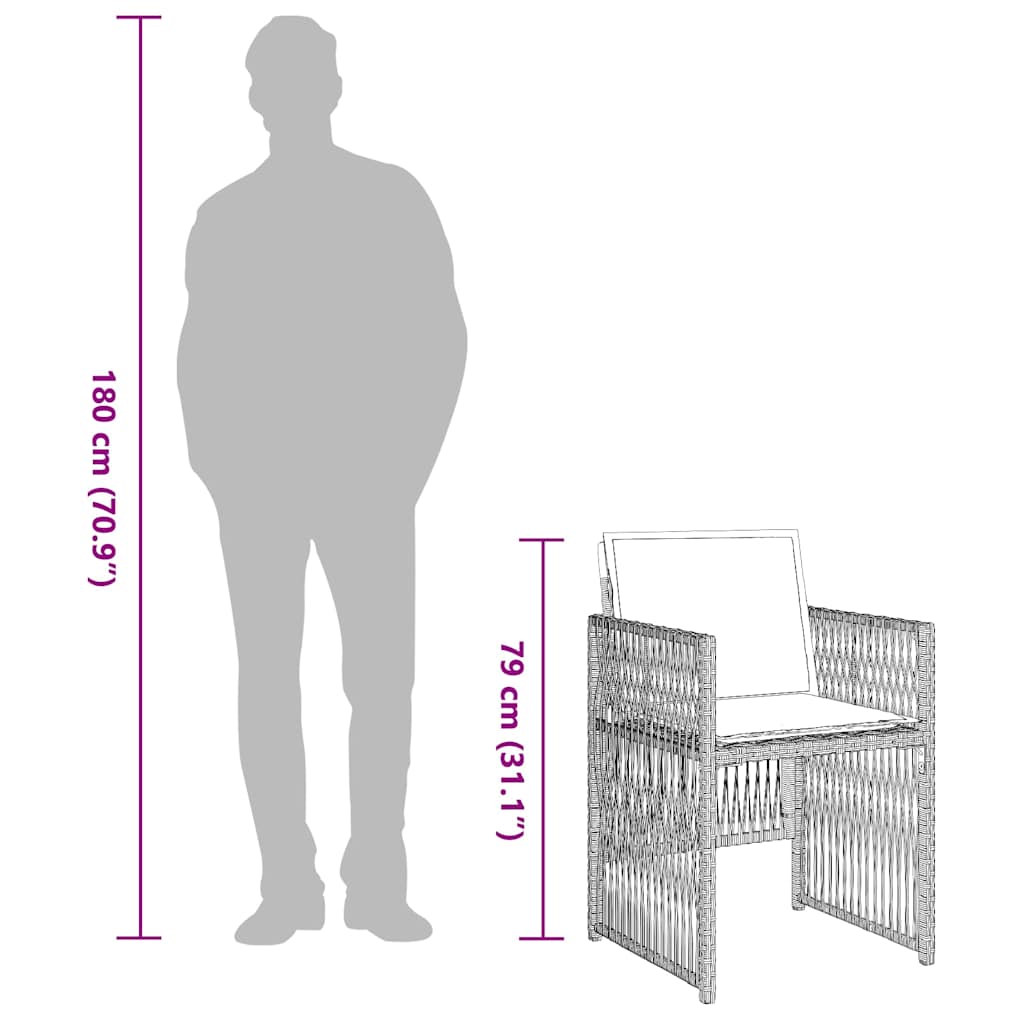 Set da Pranzo da Giardino 13pz con Cuscini Grigio in Polyrattan | homemem39