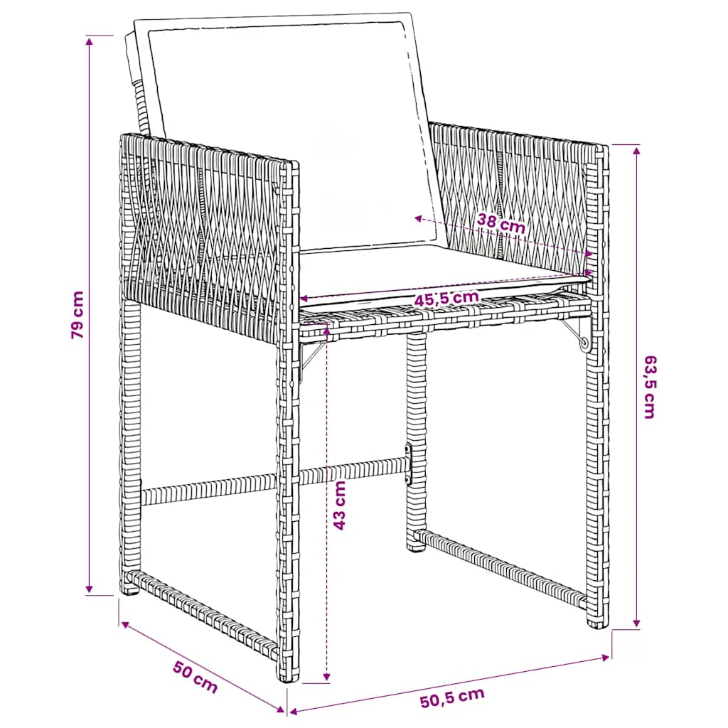 Set da Pranzo da Giardino 5 pz con Cuscini in Polyrattan Grigio | homemem39