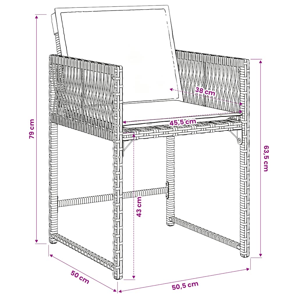 Set da Pranzo da Giardino 7 pz con Cuscini in Polyrattan Grigio | homemem39