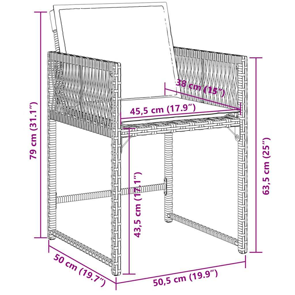 Set da Pranzo da Giardino 9 pz con Cuscini Nero in Polyrattan | homemem39