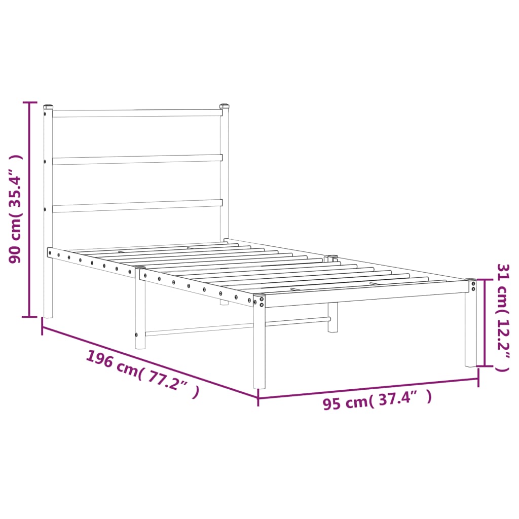 Giroletto con Testiera in Metallo Nero 90x190 cm | homemem39