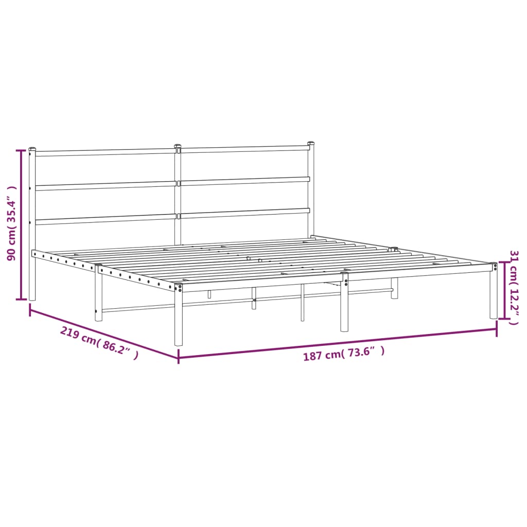 Giroletto con Testiera Metallo Bianco 183x213 cm | homemem39