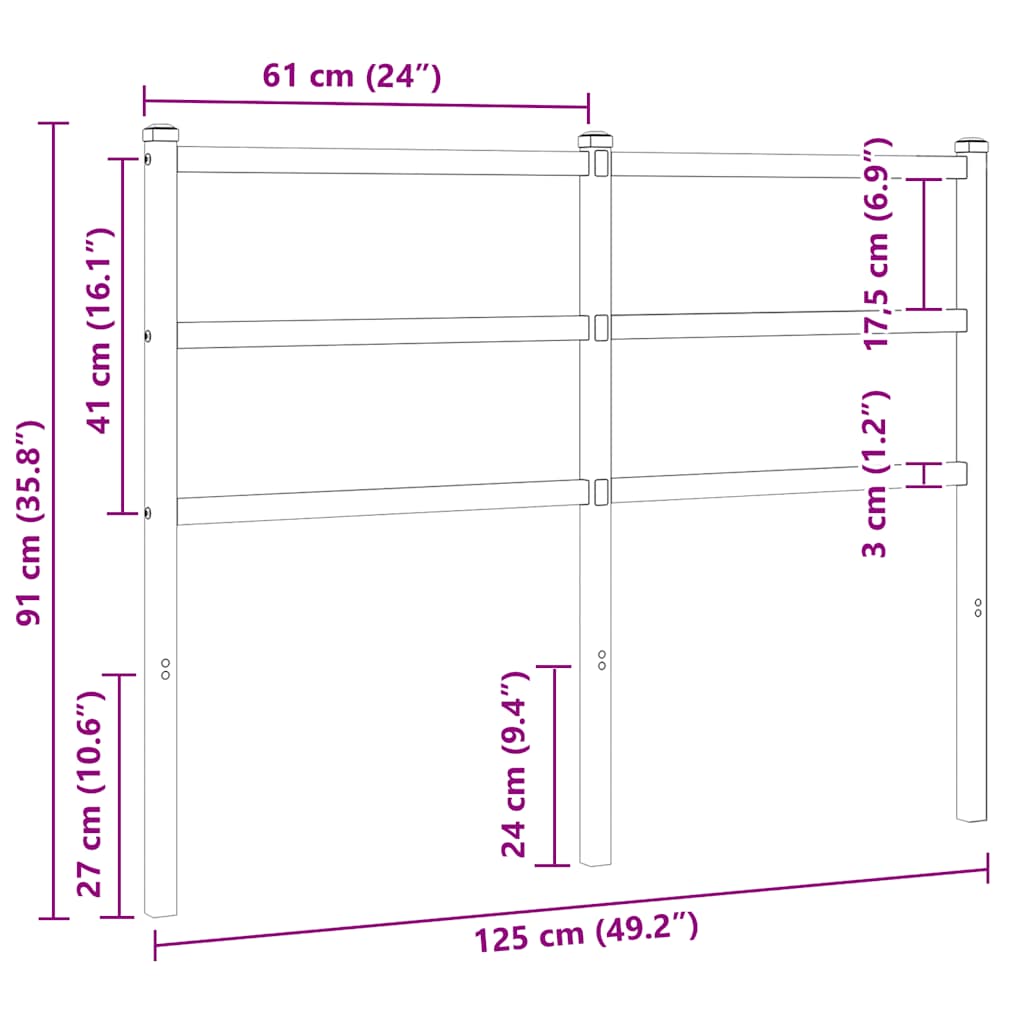 Testiera di Ricambio in Metallo Bianco 120 cm | homemem39