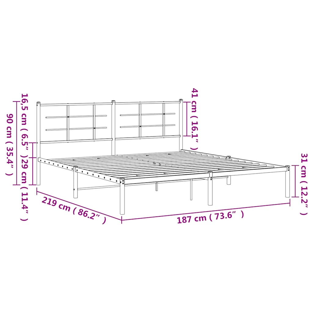 Giroletto con Testiera in Metallo Nero 183x213 cm | homemem39