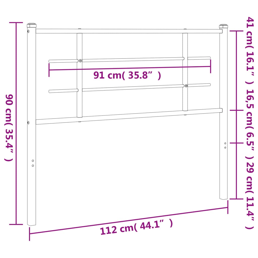 Testiera di Ricambio in Metallo Nero 107 cm | homemem39
