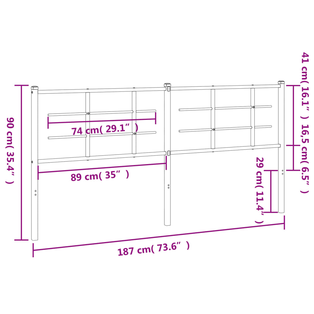 Testiera di Ricambio in Metallo Nero 180 cm | homemem39