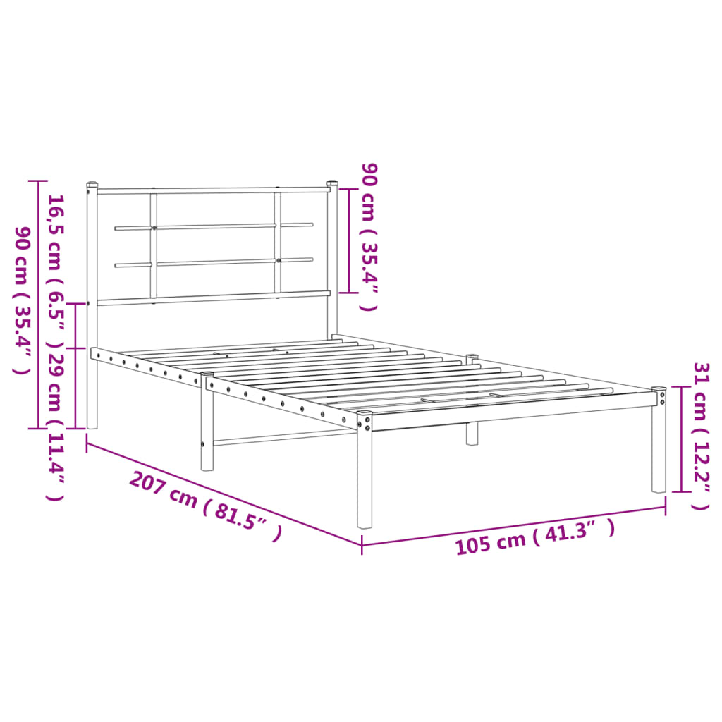 Giroletto con Testiera Metallo Bianco 100x200 cm | homemem39