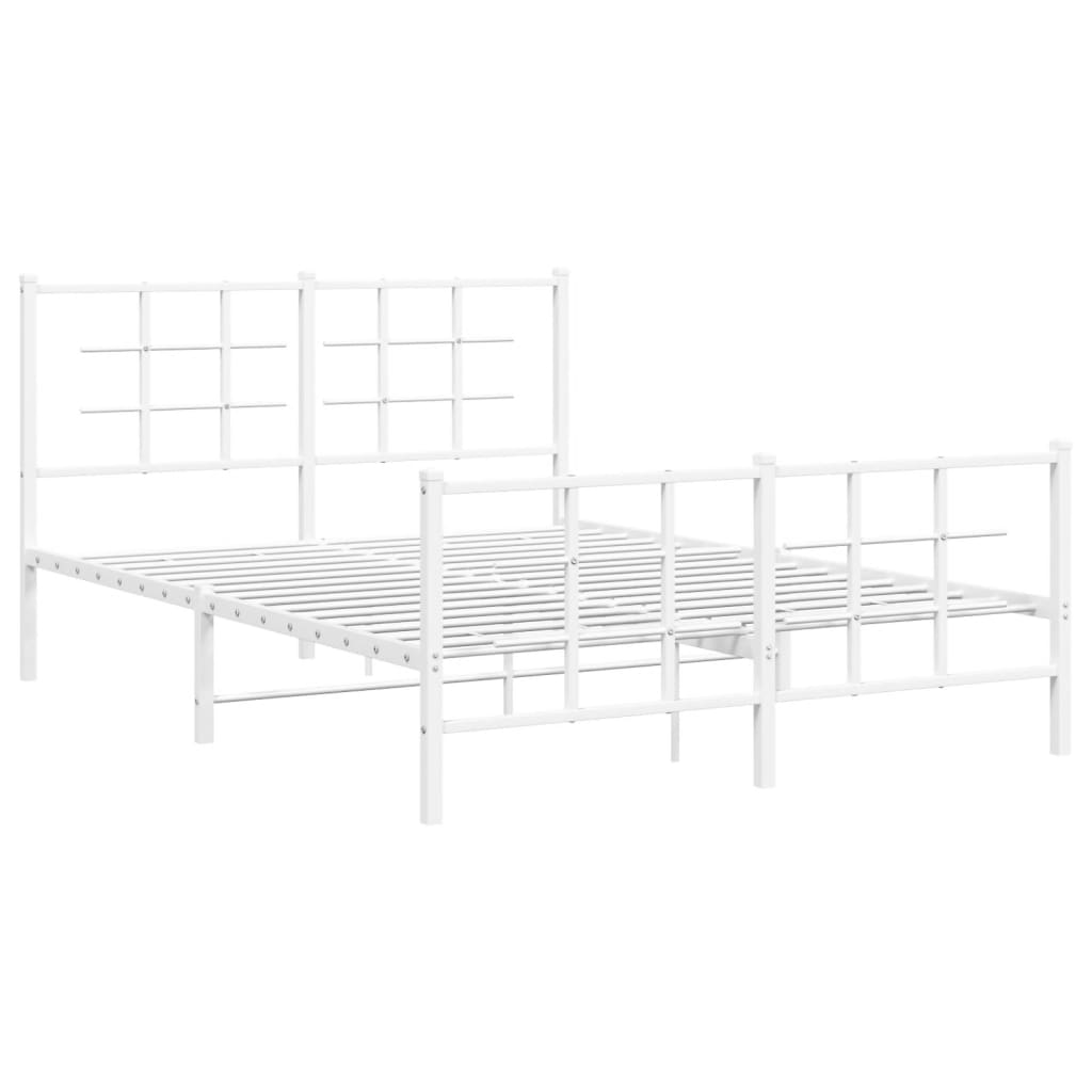 Giroletto con Testiera e Pediera Metallo Bianco 140x190 cm