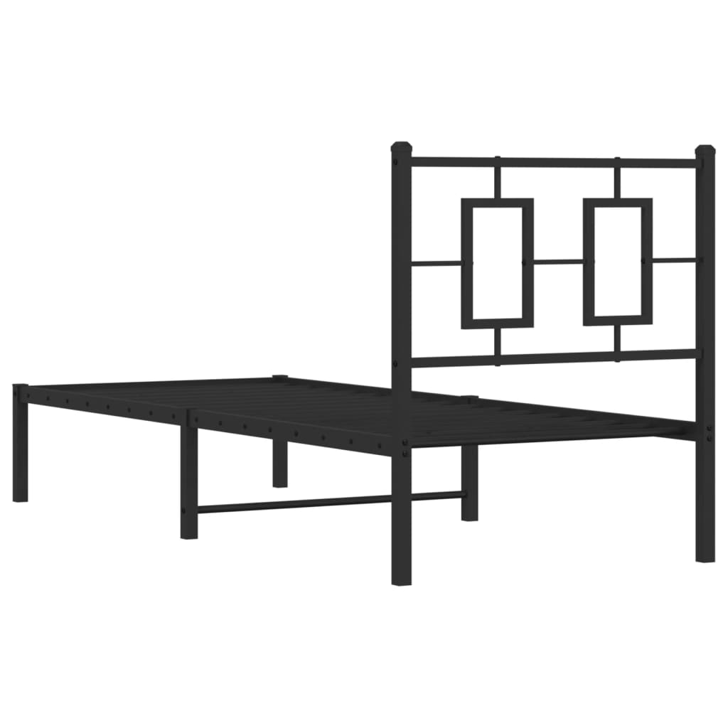 Giroletto con Testiera in Metallo Nero 80x200 cm