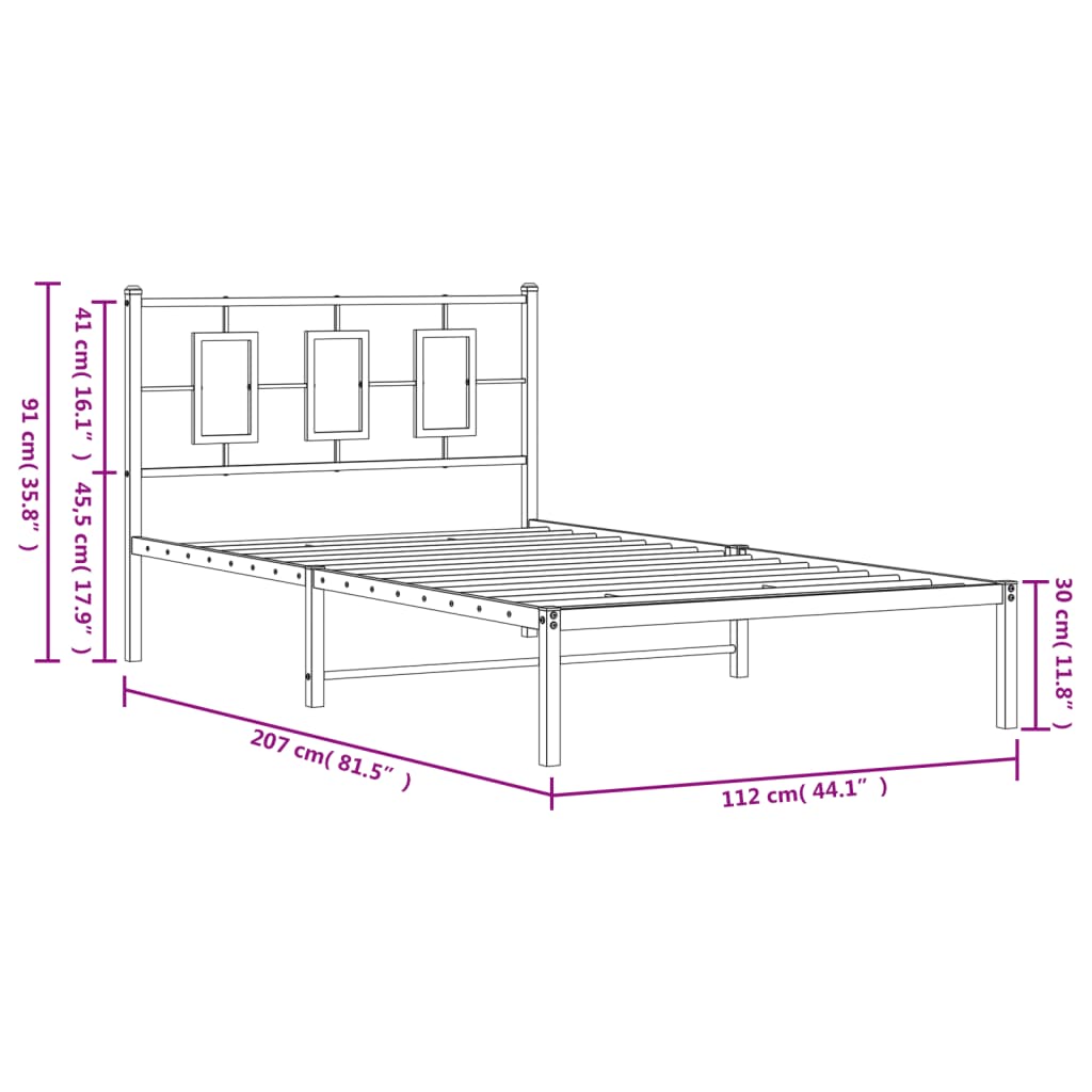 Giroletto con Testiera in Metallo Nero 107x203 cm