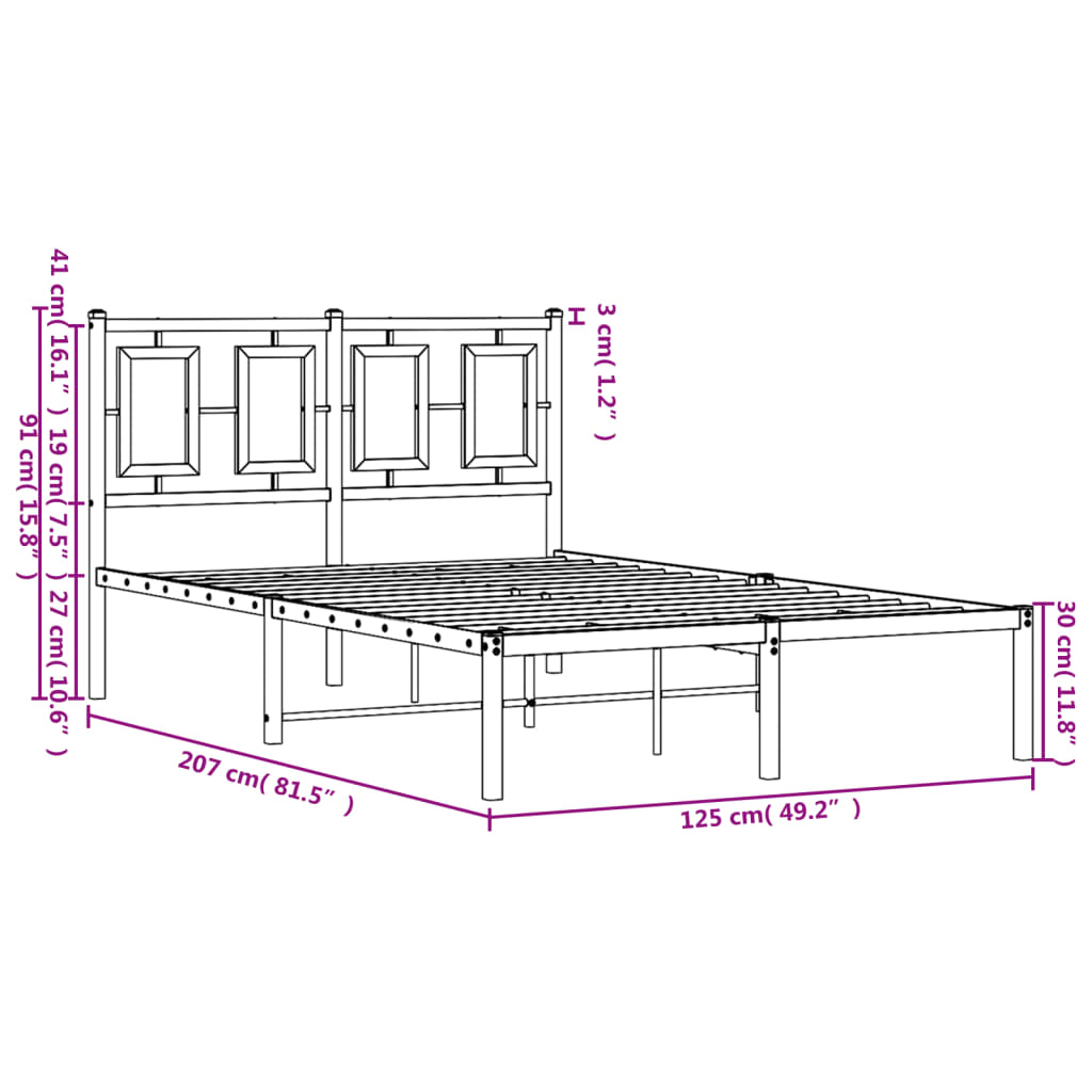 Giroletto con Testiera in Metallo Nero 120x200 cm | homemem39