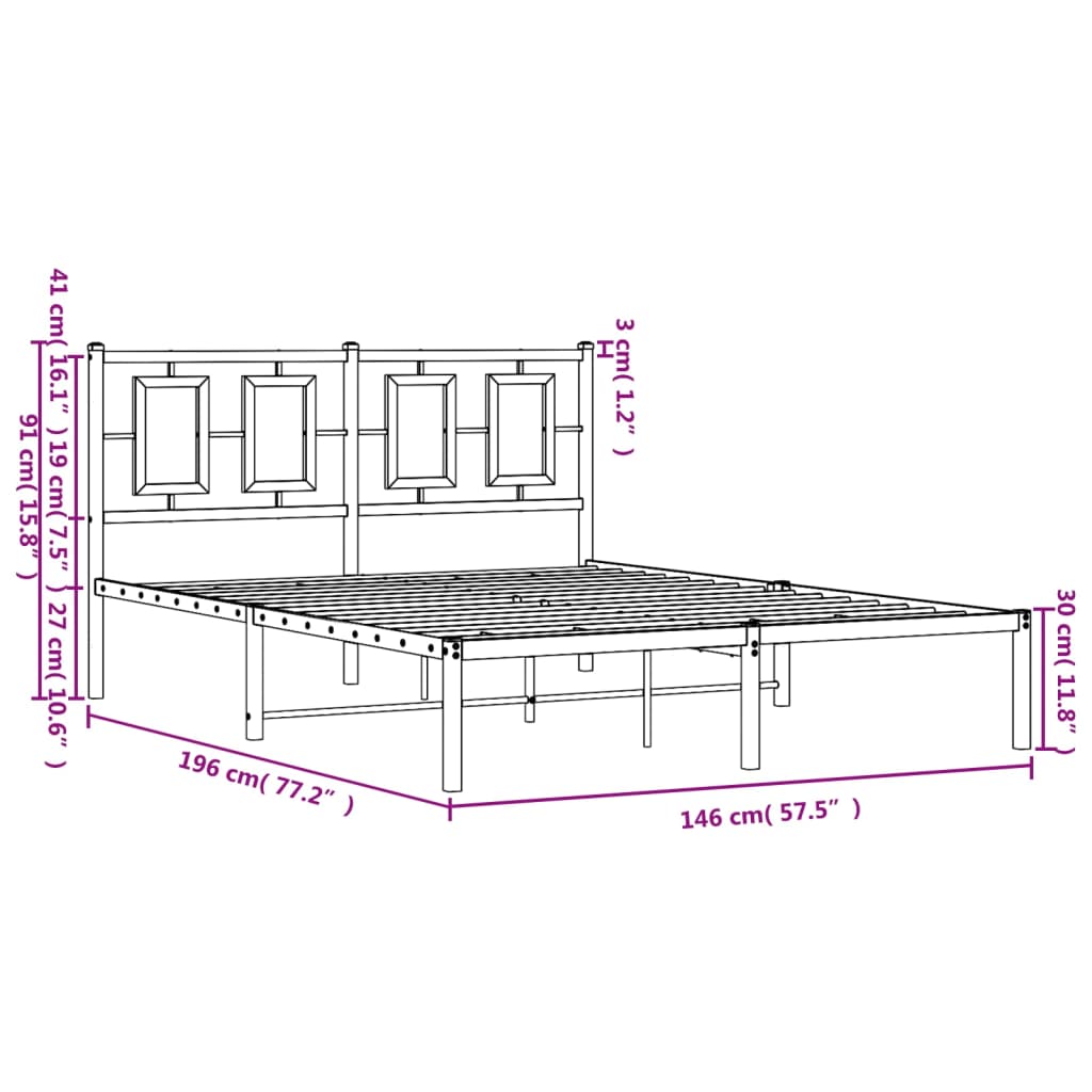 Giroletto con Testiera in Metallo Nero 140x190 cm | homemem39