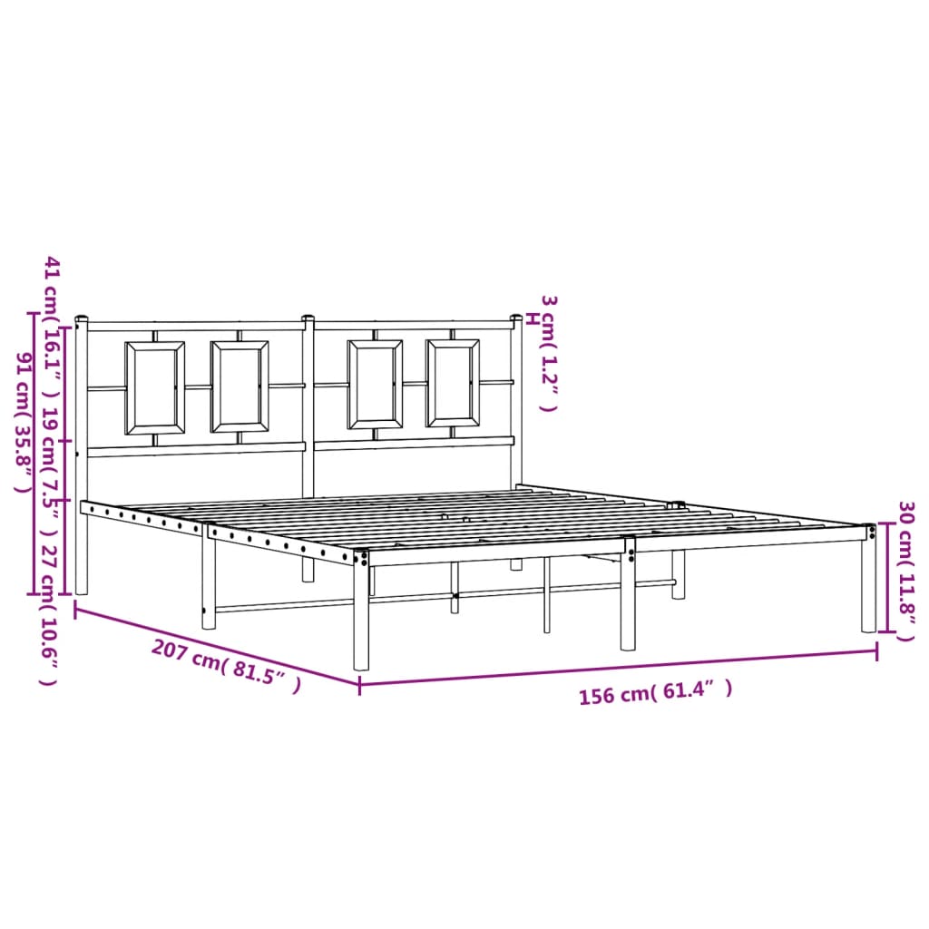 Giroletto con Testiera in Metallo Nero 150x200 cm | homemem39