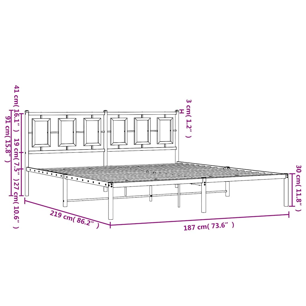 Giroletto con Testiera in Metallo Nero 183x213 cm | homemem39