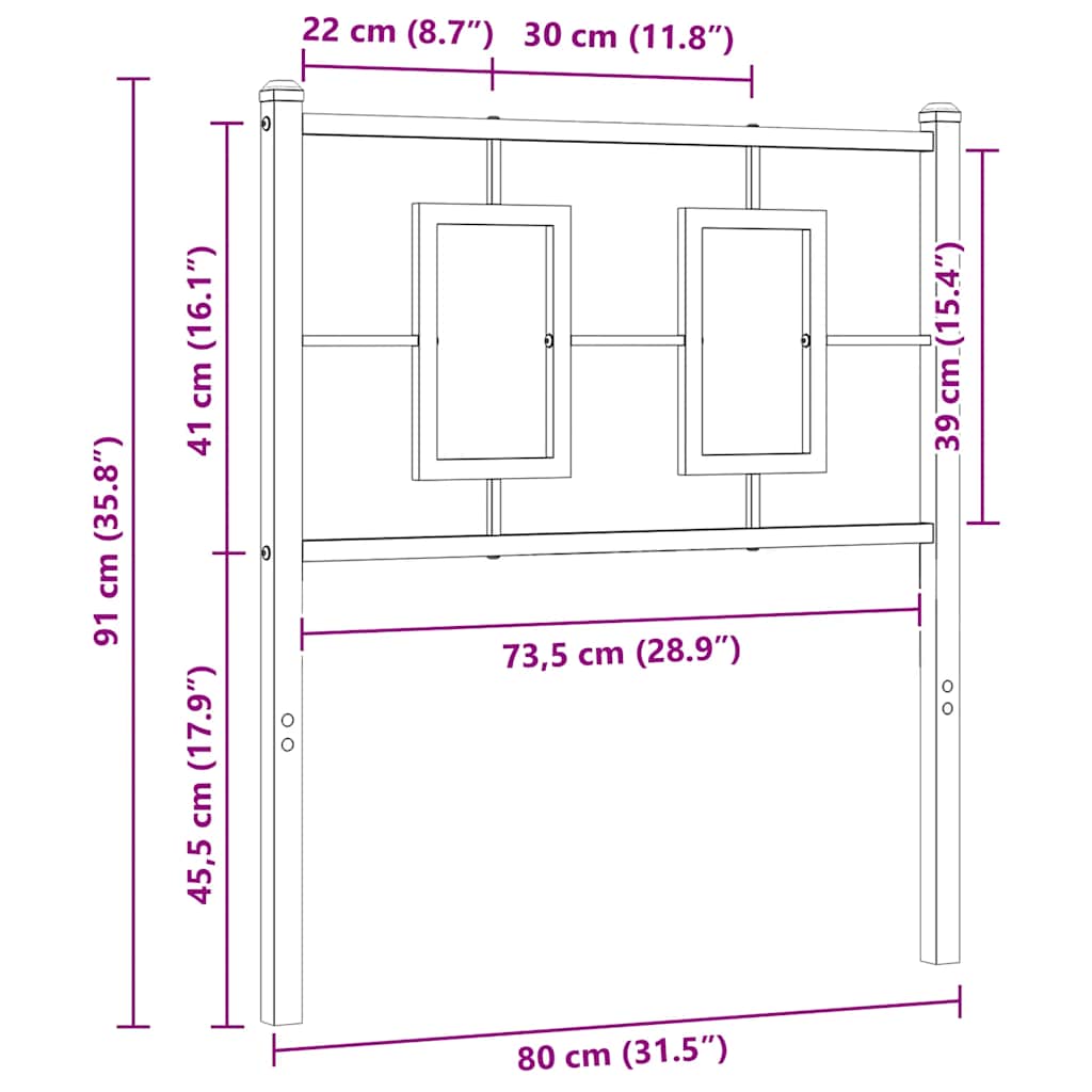 Testiera di Ricambio in Metallo Nero 75 cm | homemem39