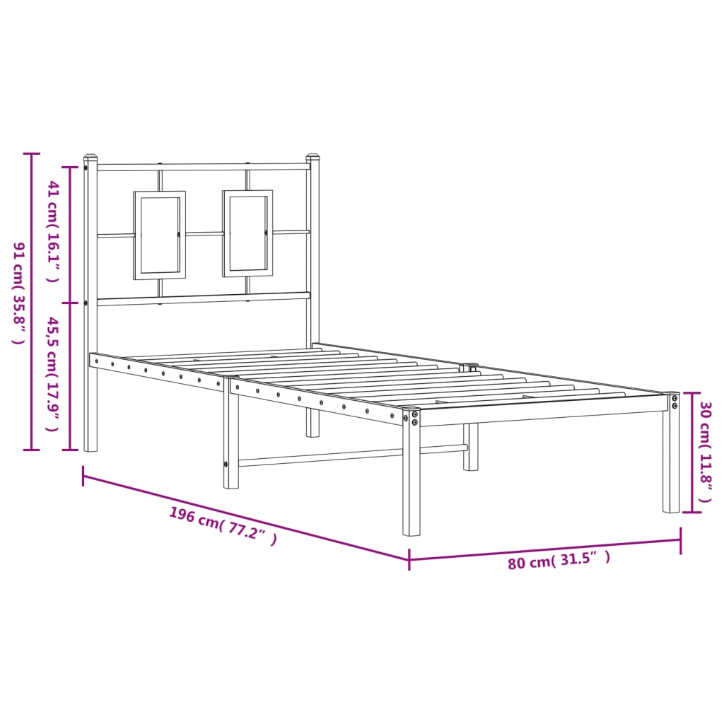 Giroletto senza Materaso con Testiera Metallo Bianco 75x190 cm | homemem39