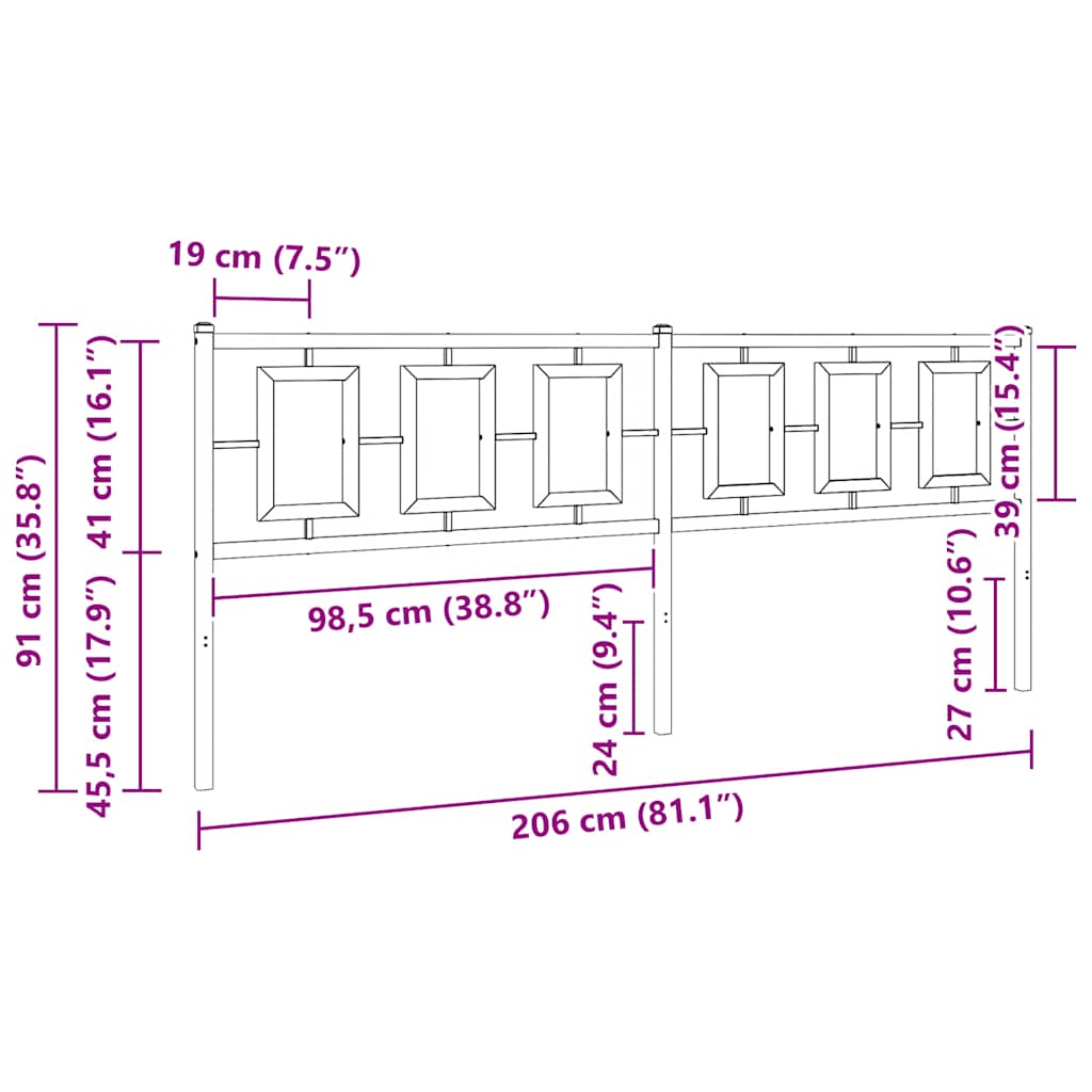 Testiera di Ricambio in Metallo Bianco 200 cm | homemem39