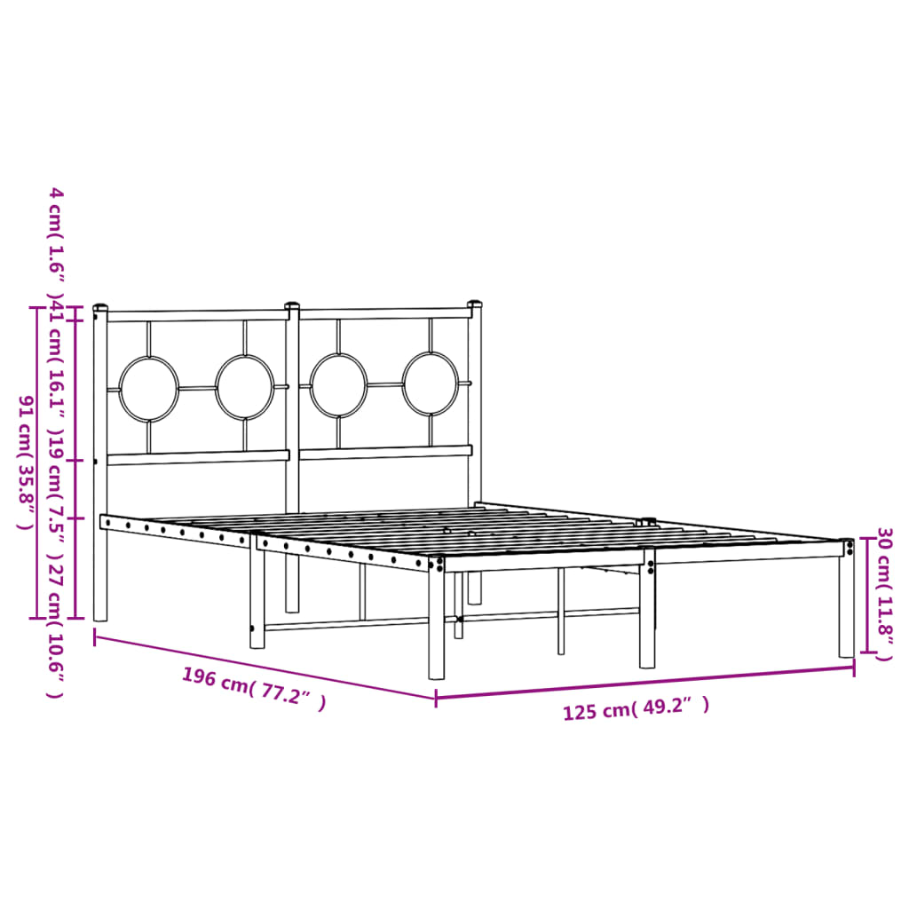 Giroletto con Testiera in Metallo Nero 120x190 cm | homemem39