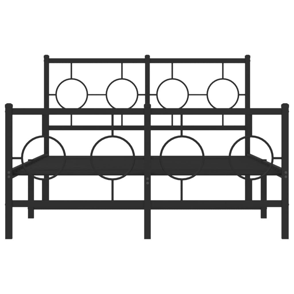 Giroletto con Testiera e Pediera Metallo Nero 120x190 cm