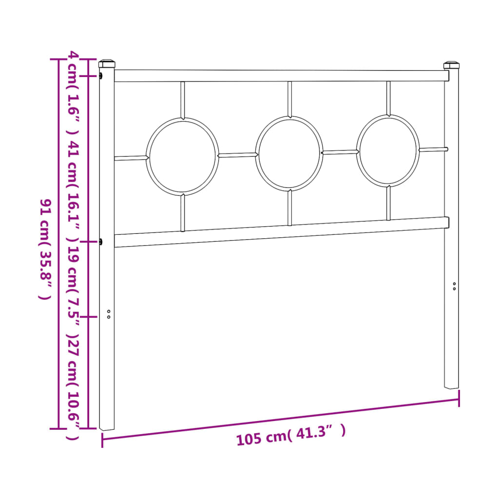 Testiera di Ricambio in Metallo Nero 100 cm | homemem39