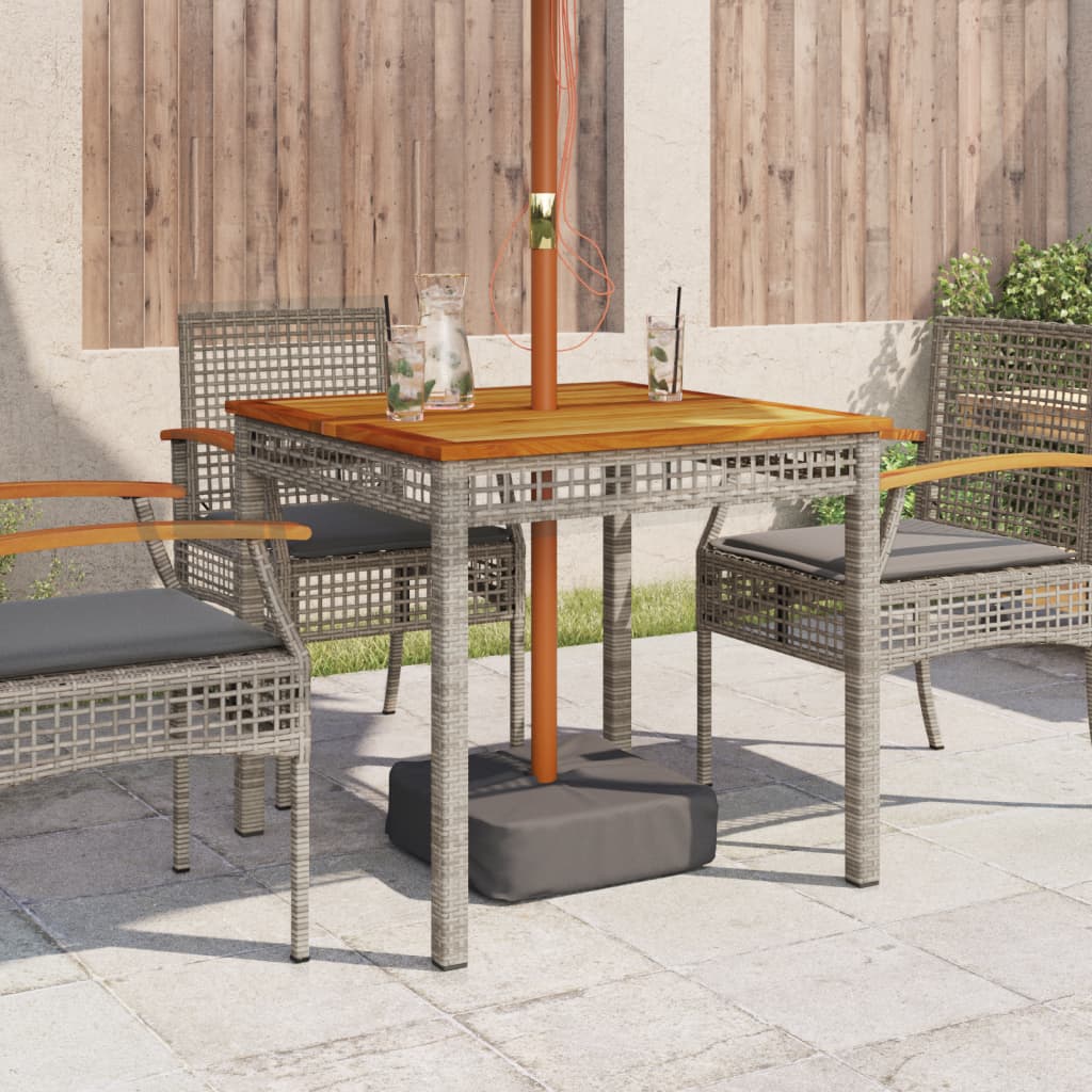 Tavolo da Giardino Grigio 80x80x75 cm Polyrattan e Legno Acacia | homemem39