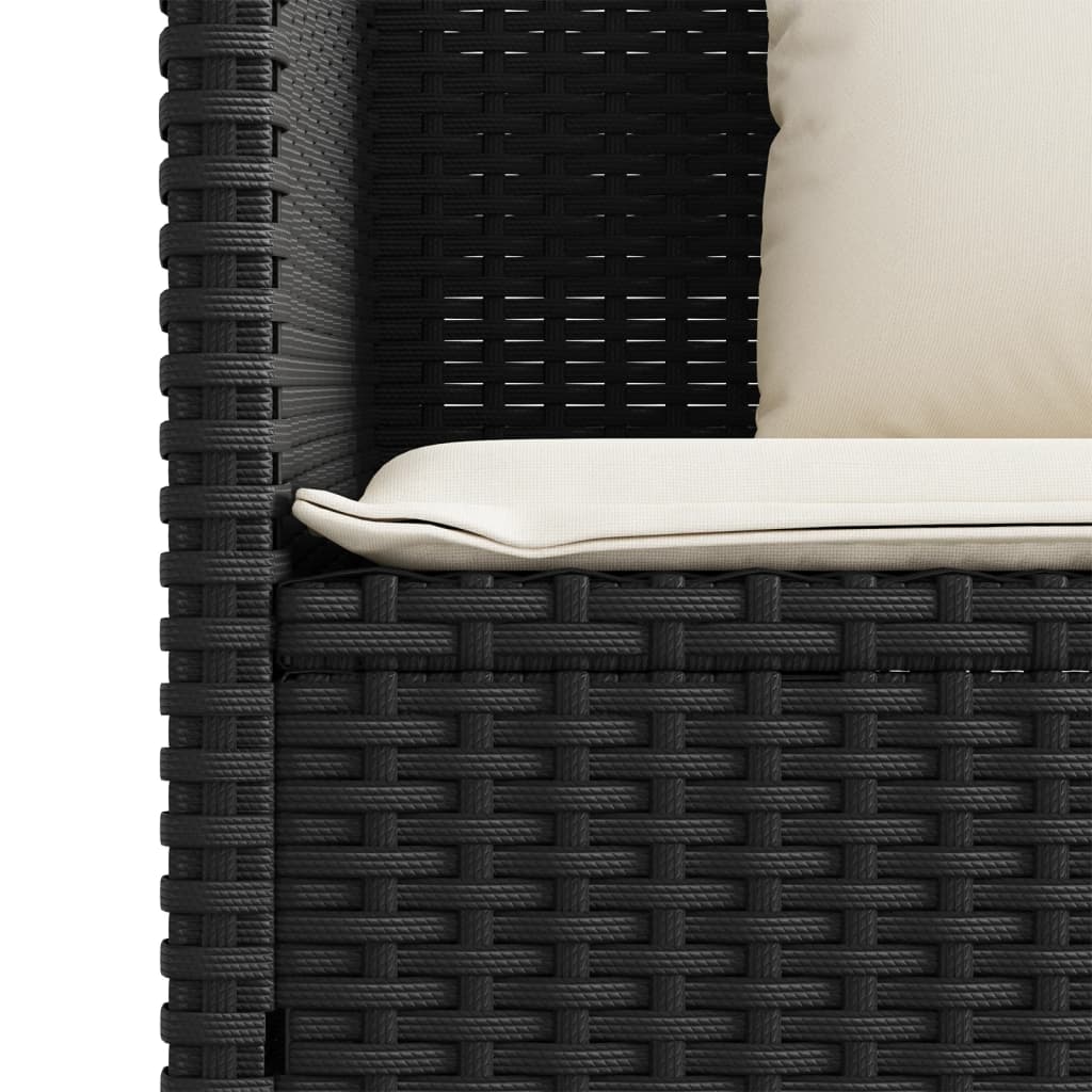 Panca da Giardino con Cuscini Nera in Polyrattan - homemem39