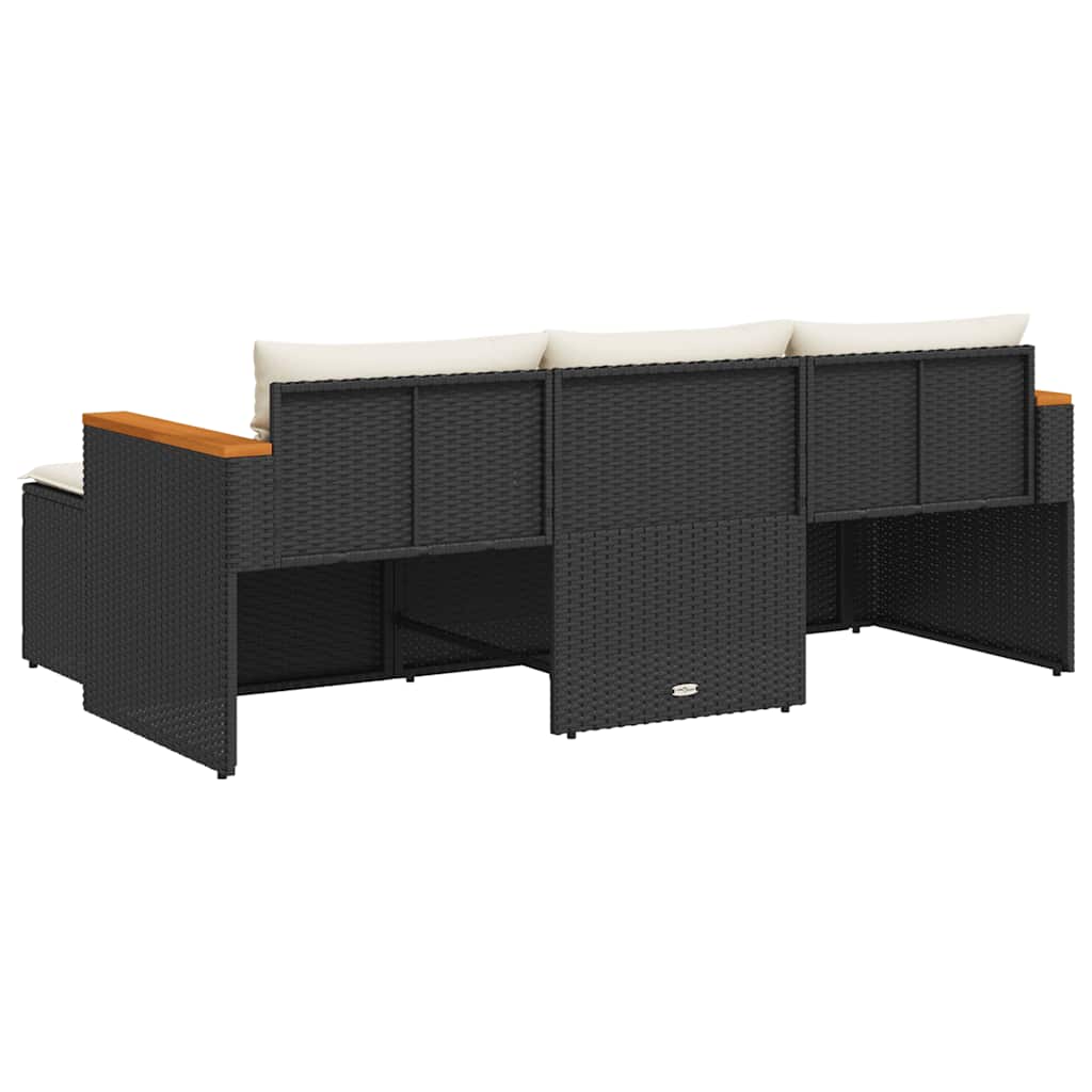 Set Divani da Giardino 3 pz con Cuscini in Polyrattan Nero
