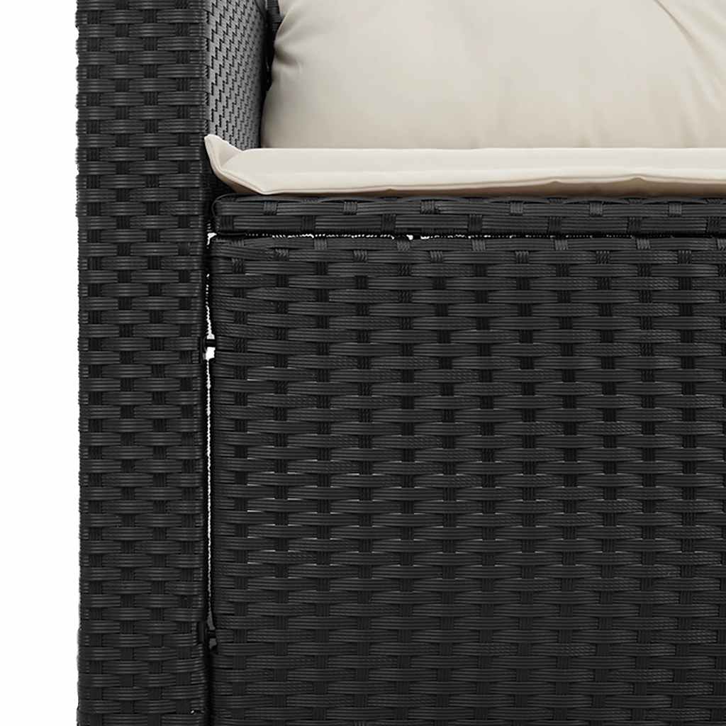 Set Divani da Giardino 3 pz con Cuscini in Polyrattan Nero