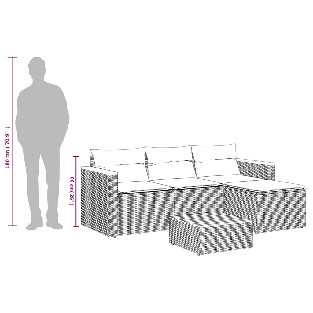 Set Divani da Giardino 3 pz con Cuscini in Polyrattan Nero