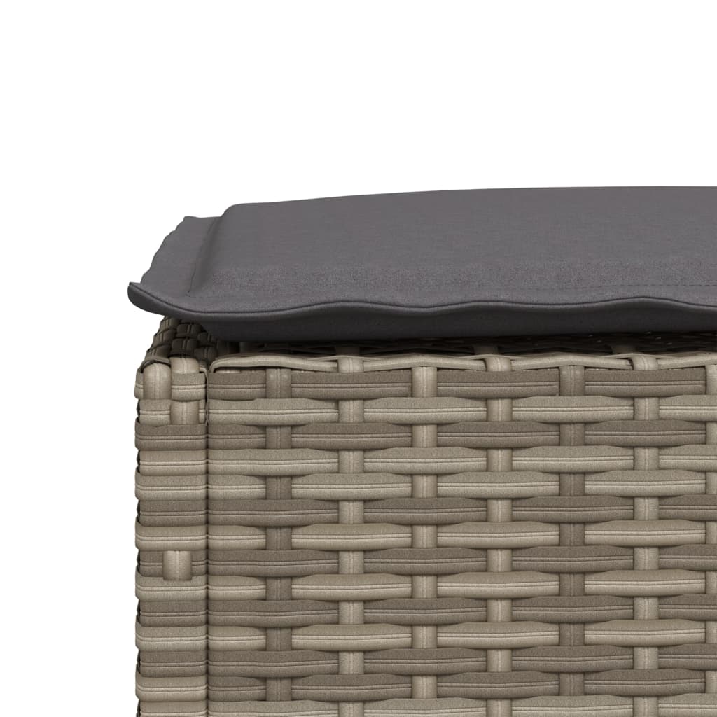 Sgabello Giardino con Cuscino Grigio 63,5x56x32cm in Polyrattan - homemem39