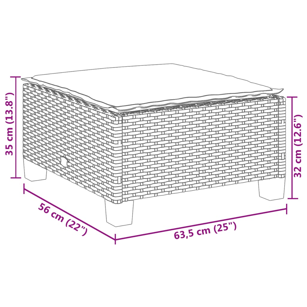 Sgabello Giardino con Cuscino Beige 63,5x56x32 cm in Polyrattan - homemem39