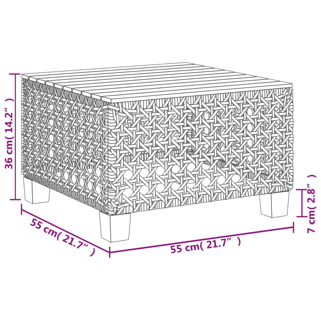 Tavolo da Giardino Grigio 55x55x36 cm Polyrattan e Legno Acacia | homemem39