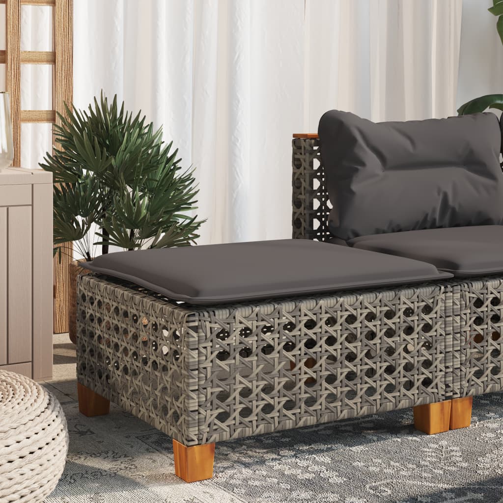 Sgabello Giardino con Cuscino Grigio 63,5x56x32cm in Polyrattan - homemem39