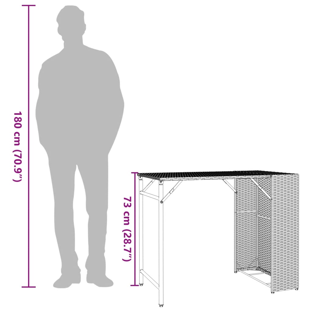 Set da Pranzo da Giardino Pieghevole 5 pz Grigio in Polyrattan | homemem39