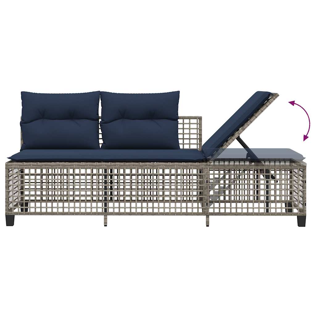 Set da giardino angolare a 3 pz con Cuscini in Polyrattan Grigio