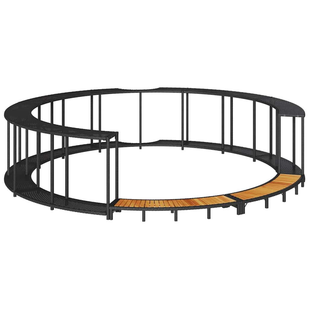 Bordo per Vasca da Spa con Portaoggetti&Gradino Polyrattan Nero - homemem39