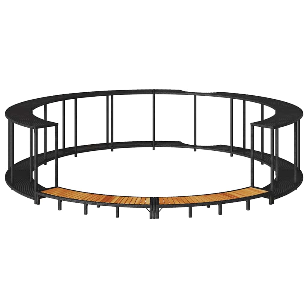 Bordo per Vasca da Spa con Portaoggetti&Gradino Polyrattan Nero - homemem39